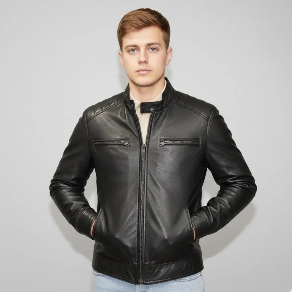 Men's Jet Black Lambskin Leather Jacket